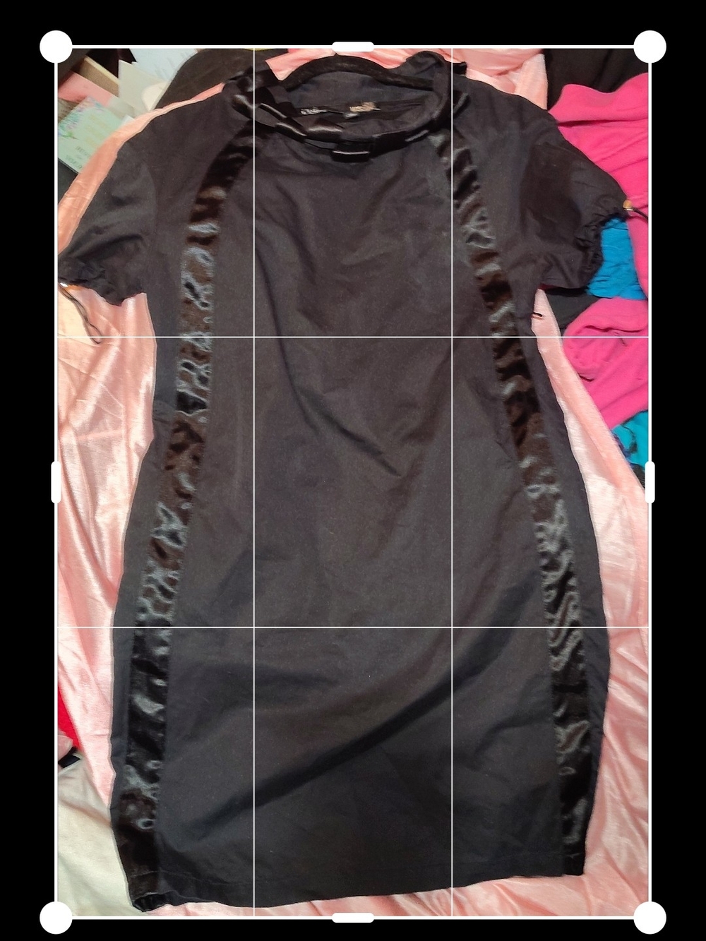 Love Moschino Black Midi Dress with Satin Side Stripes
